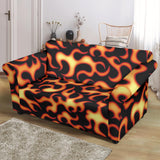 Fire Flame Dark Pattern Loveseat Couch Slipcover