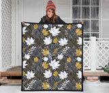Beautiful Gold Autumn Maple Leaf Pattern Premium Quilt