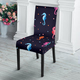 Watercolor Colorful Seahorse Pattern Dining Chair Slipcover