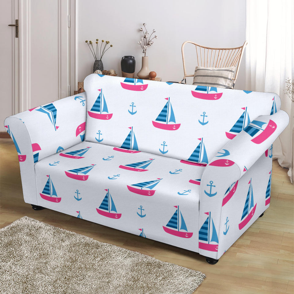 Sailboat Anchor Pattern Loveseat Couch Slipcover