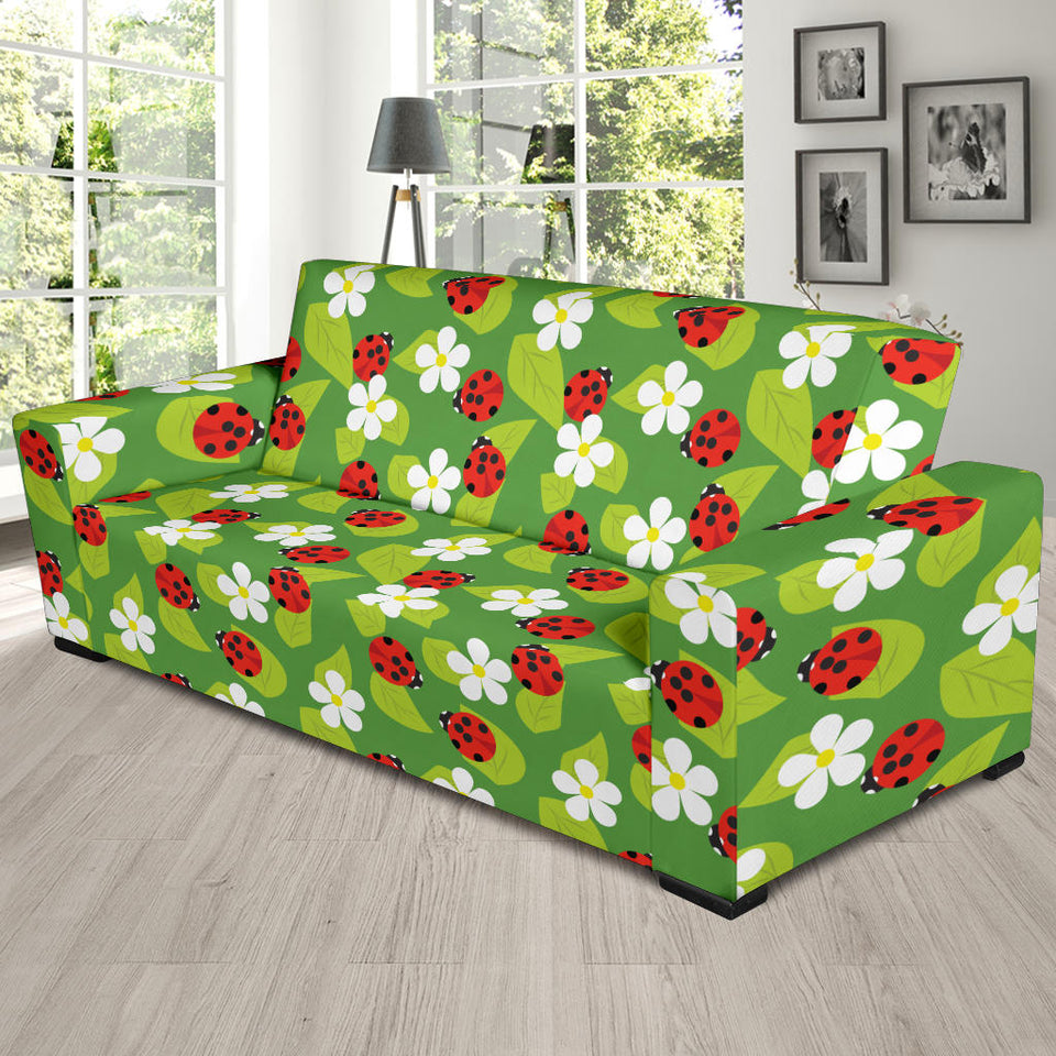 Ladybug Pattern Print Design 01 Sofa Slipcover