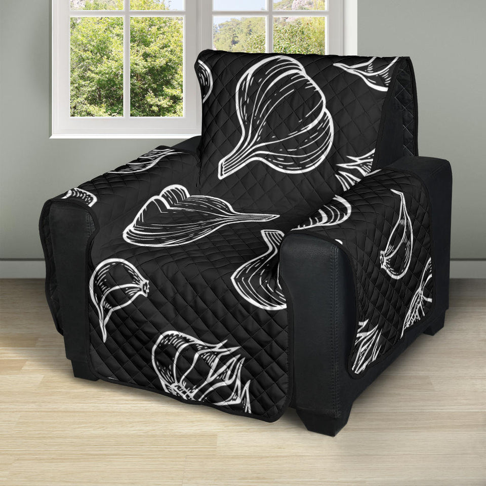 Garlic pattern black background Recliner Cover Protector