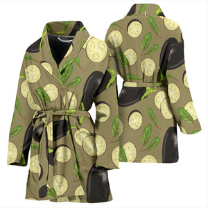 Eggplant Pattern Print Design 02 Women's Bathrobe