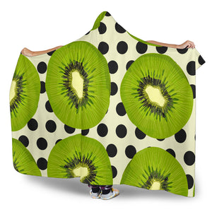 Kiwi Black Dot Background Hooded Blanket