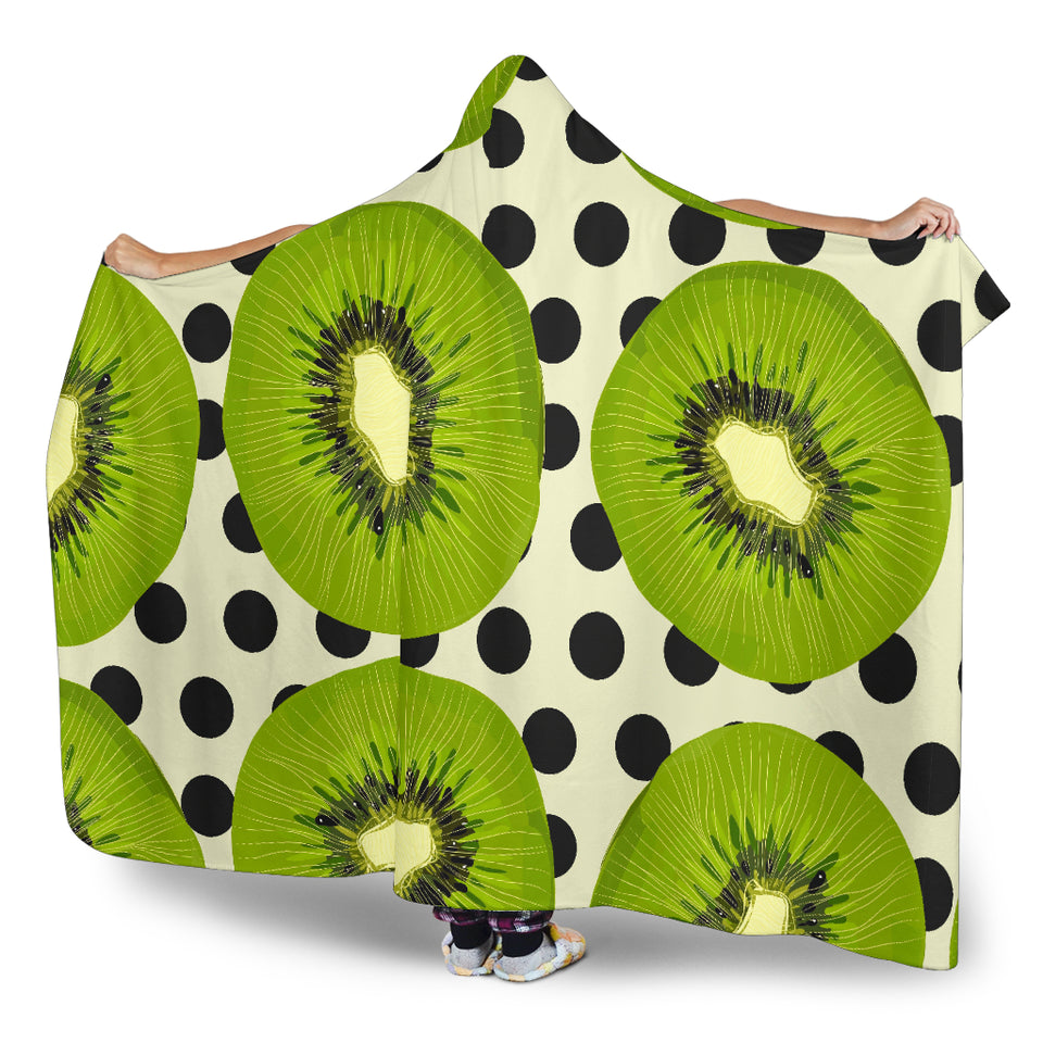 Kiwi Black Dot Background Hooded Blanket
