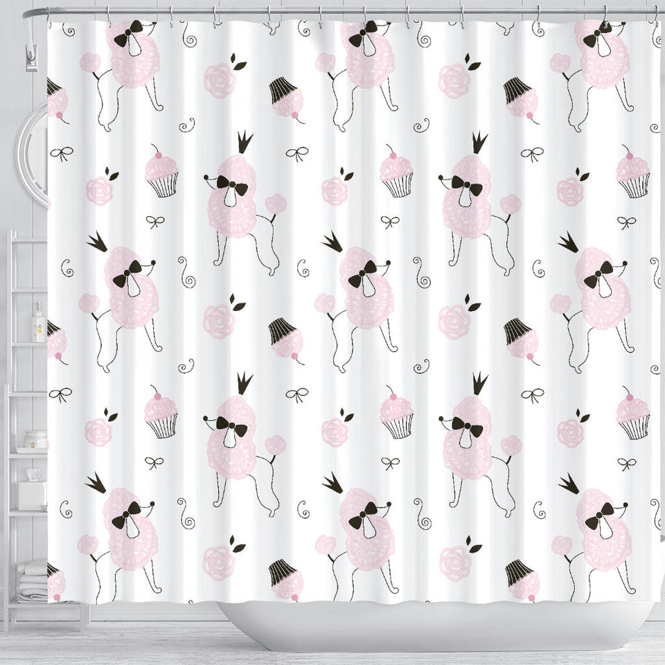 Poodle Dog Rose Cake Pattern Shower Curtain Fulfilled In US