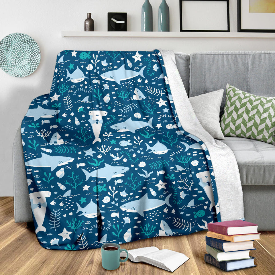 Cute Shark Pattern Premium Blanket