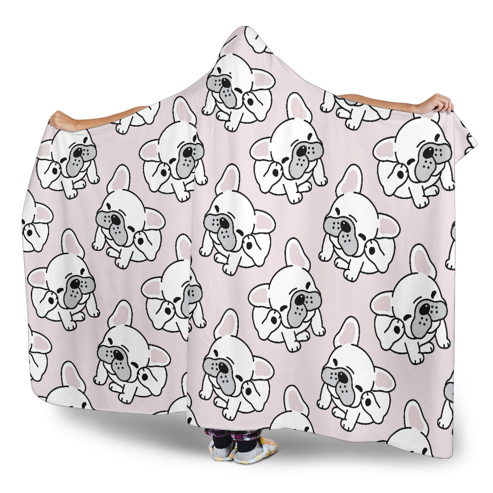 Cute French Bulldog Pattern Hooded Blanket