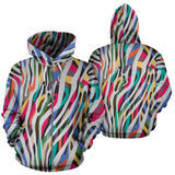 Colorful Zebra Skin Pattern Zip Up Hoodie