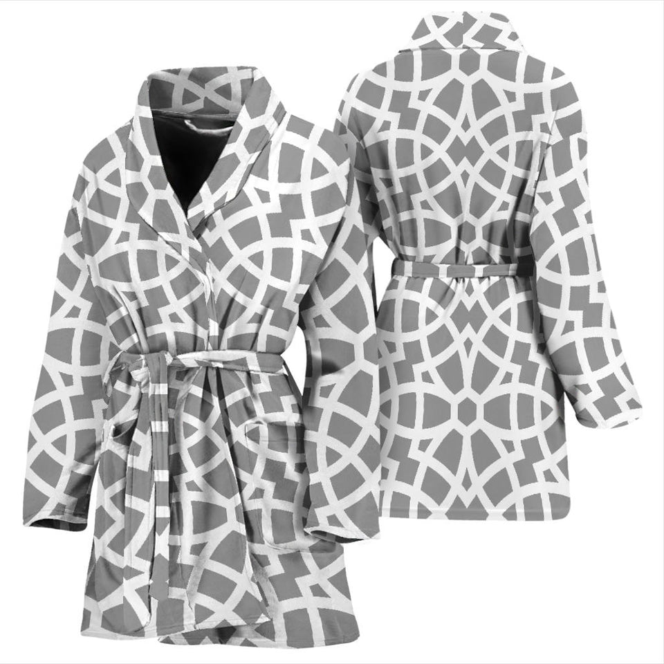 Arabic Gray Pattern Women'S Bathrobe