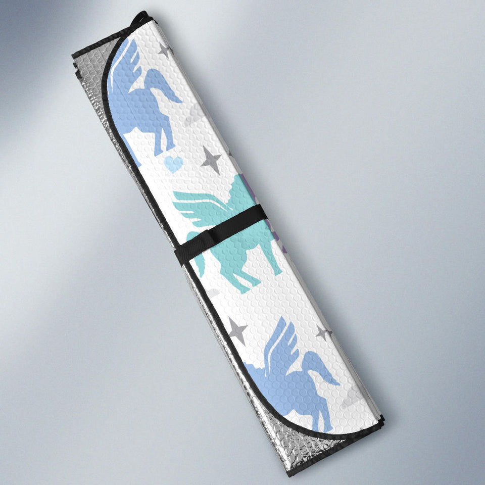 Colorful Unicorn Rainbow Heart Pattern Car Sun Shade