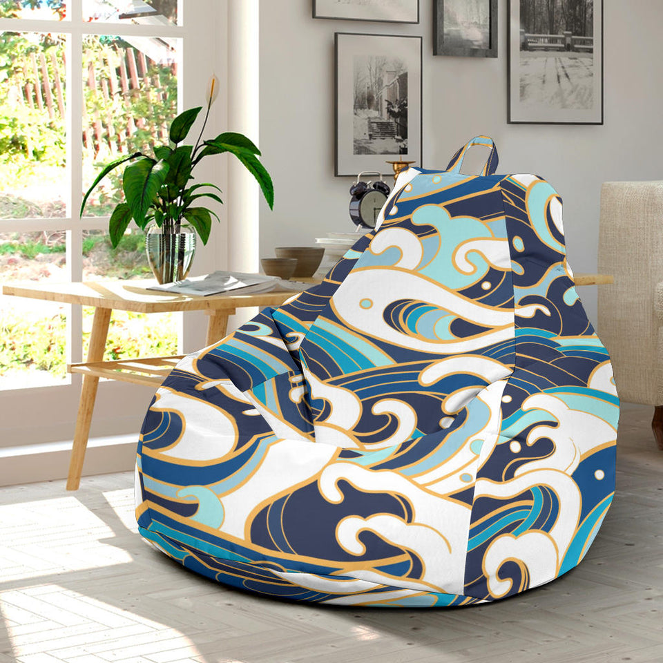 Japanese Wave Pattern Bean Bag Cover