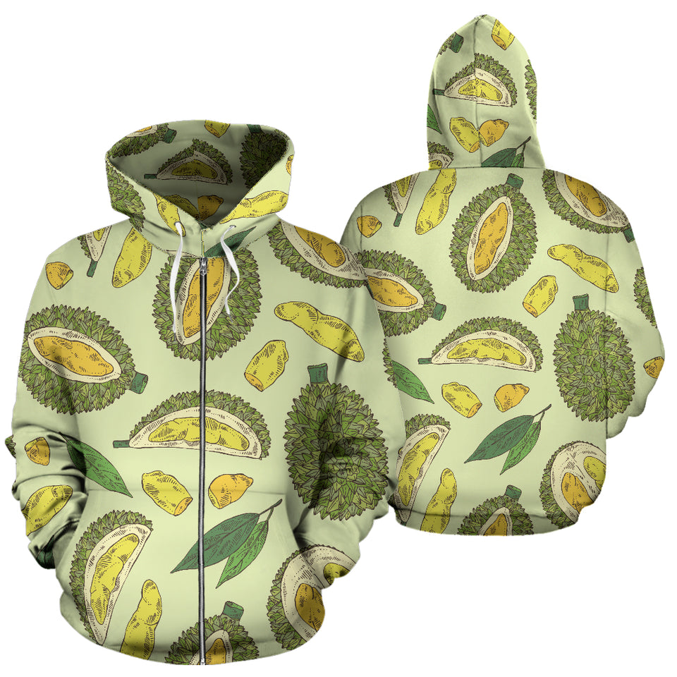 Durian Leaves Pattern Background Zip Up Hoodie