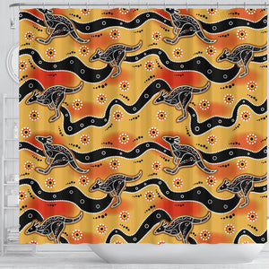 Kangaroo Australian Aboriginal Art Pattern Shower Curtain Fulfilled In US