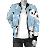 Cute Panda Pattern Women'S Bomber Jacket