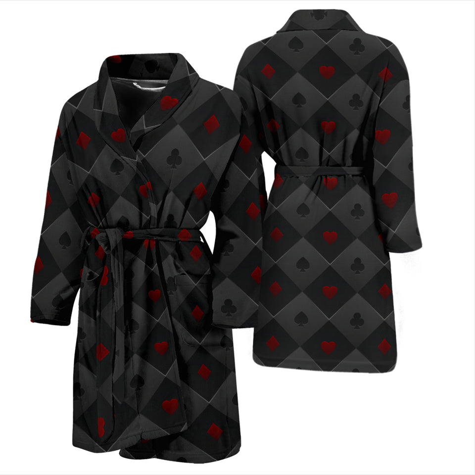 Casino Cards Suits Pattern Print Design 05 Men's Bathrobe