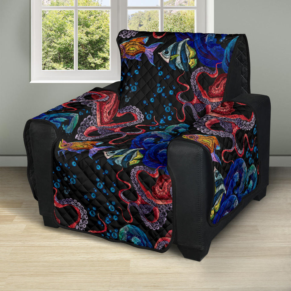 Octopus sea wave tropical fishe pattern Recliner Cover Protector