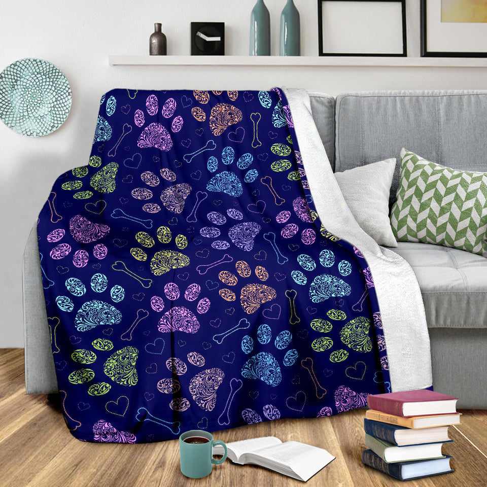 Dog Paws Pattern Print Design 02 Premium Blanket