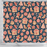 Christmas Gingerbread Cookie Pattern Shower Curtain Fulfilled In US