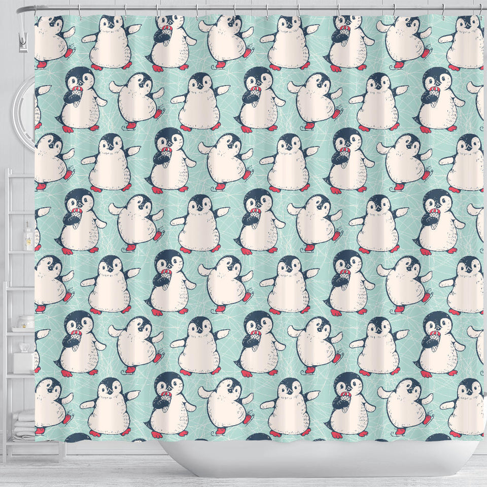 Cute Penguin Pattern Shower Curtain Fulfilled In US