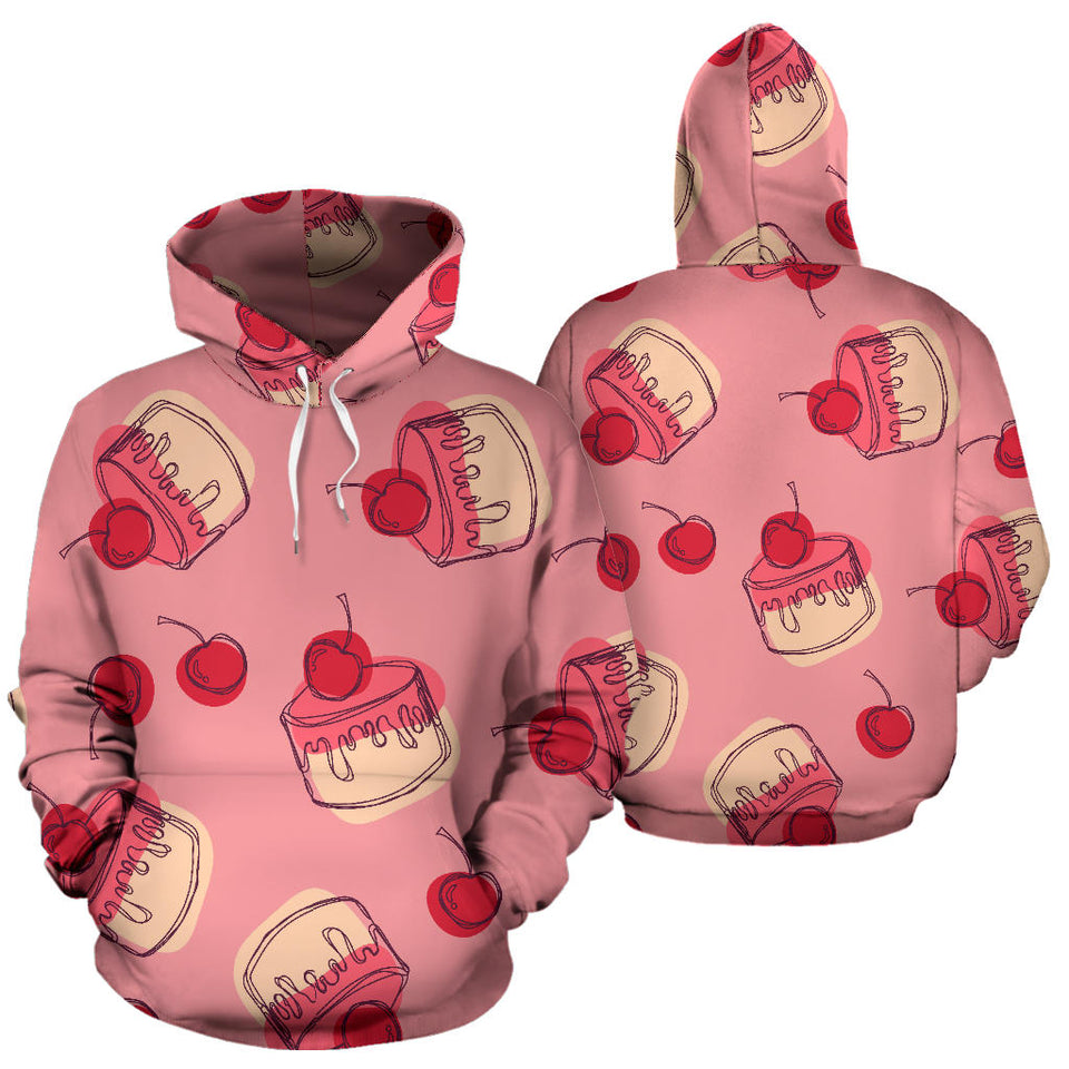 Cake Cherry Pattern Men Women Pullover Hoodie