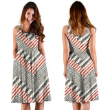 Zigzag Chevron Striped Pattern Sleeveless Midi Dress