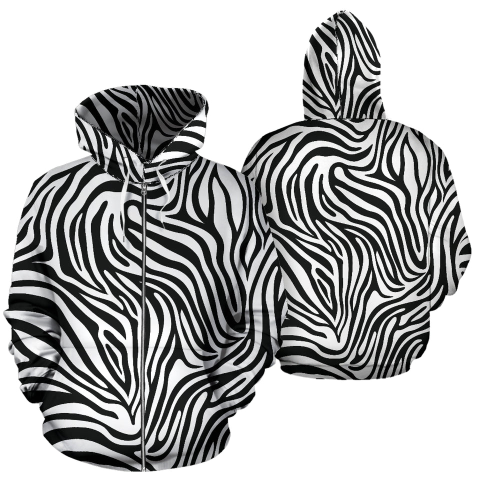 Zebra Skin Pattern Zip Up Hoodie