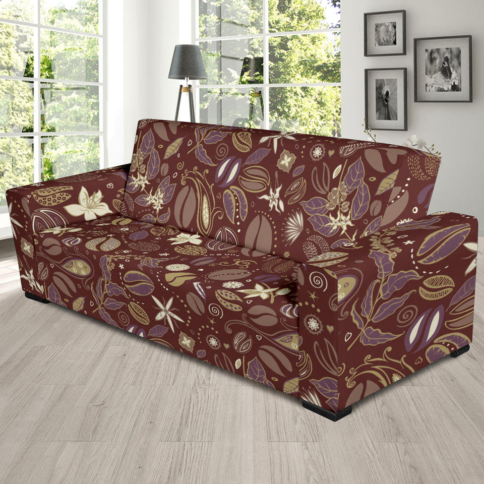 Coffee Bean Flower Pattern Sofa Slipcover