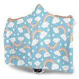 Cute Rainbow Clound Star Pattern Blue Background Hooded Blanket
