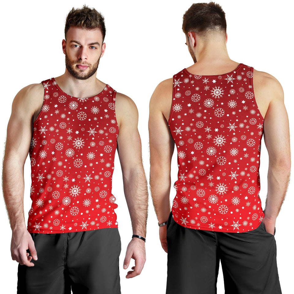 Snowflake pattern red background Men Tank Top