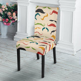 Mustache Beard Pattern Print Design 03 Dining Chair Slipcover