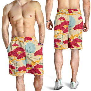 Red Bonsai Gray Sun Japanese Pattern Men Shorts