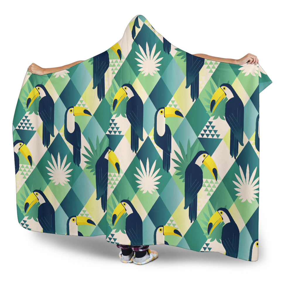 Toucan Tropical Leaves Design Pattern Hooded Blanket