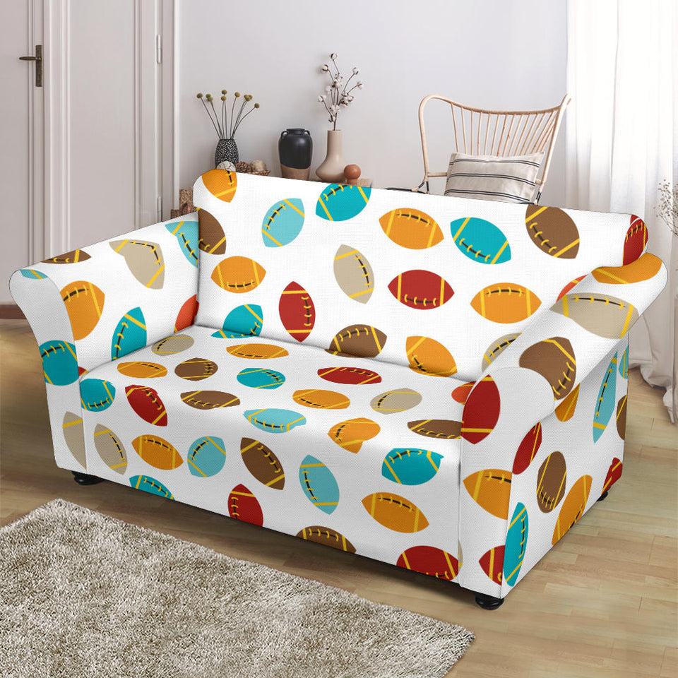 Colorful American Football Ball Pattern Loveseat Couch Slipcover