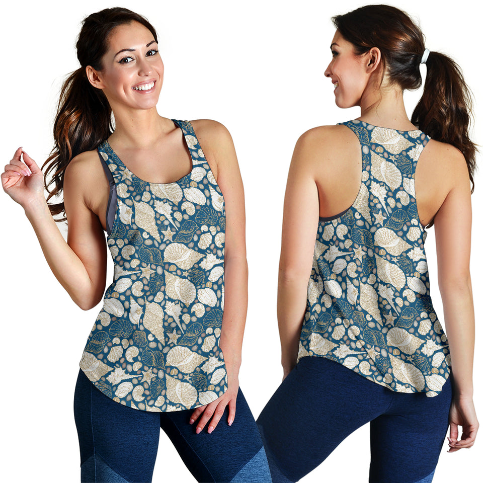 Shell Polynesian Tribal design pattern Women Racerback Tank Top