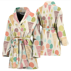 Ice Cream Cone Pattern Women'S Bathrobe
