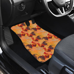 Red Rooster Chicken Cock Pattern Front Car Mats