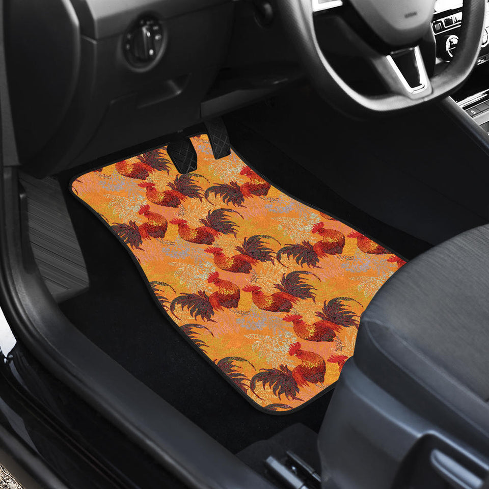 Red Rooster Chicken Cock Pattern Front Car Mats