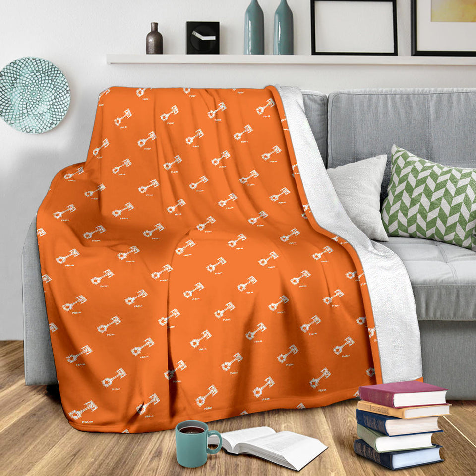Engine Piston Orange Background Pattern Print Design 05 Premium Blanket