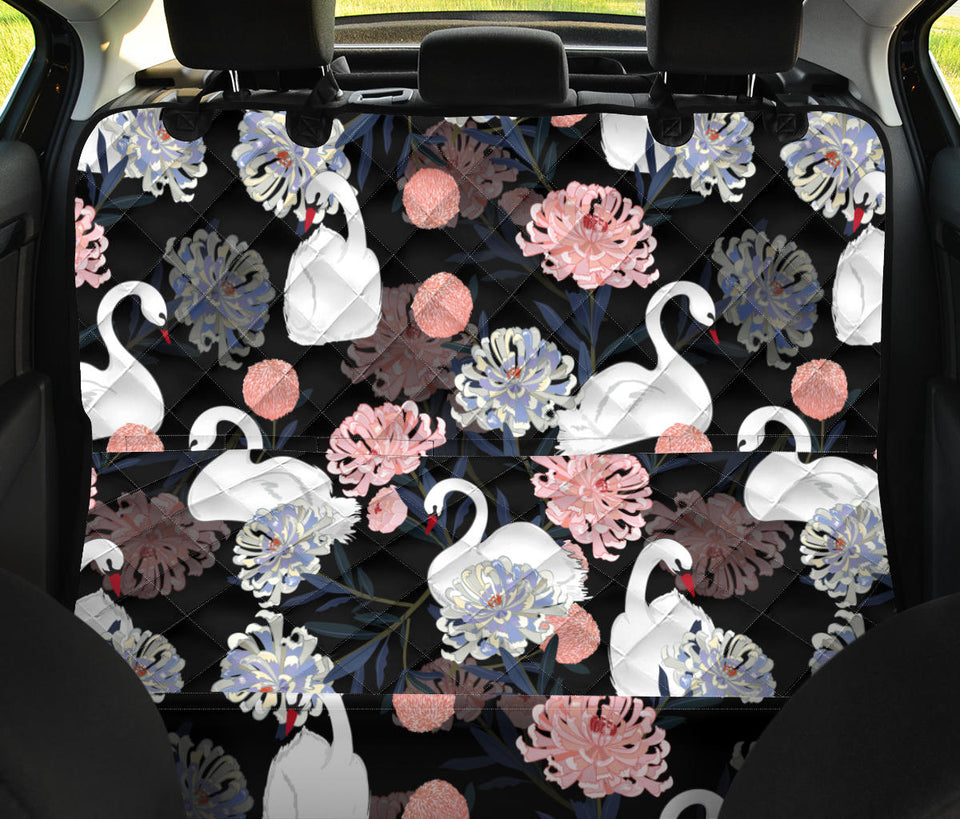 White Swan Blooming Flower Pattern Dog Car Seat Covers