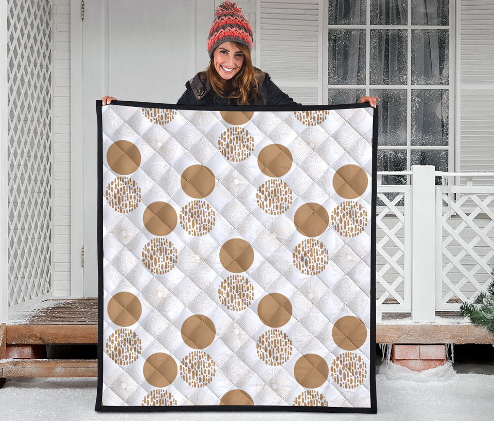 Gold Texture Mushroom Pattern Premium Quilt