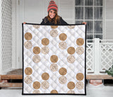 Gold Texture Mushroom Pattern Premium Quilt