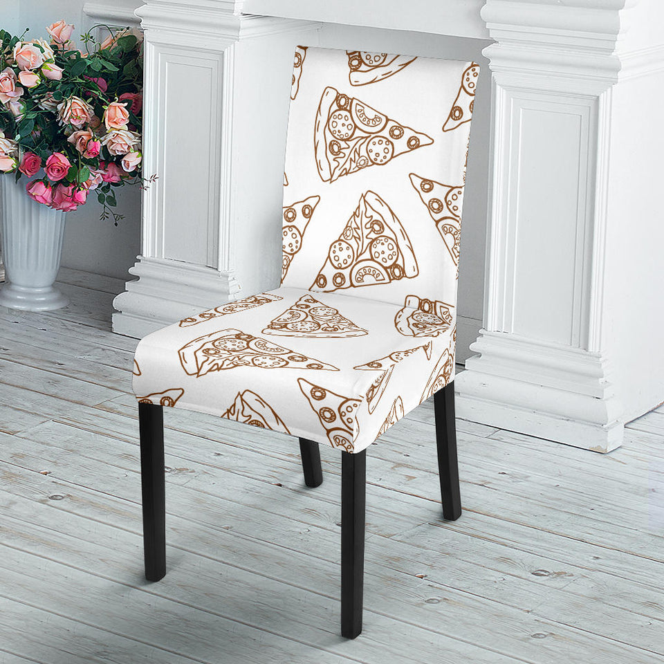 Hand Drawn Pizza Pattern Dining Chair Slipcover