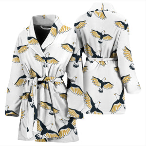 Eagle Pattern Print Design 03 Women's Bathrobe