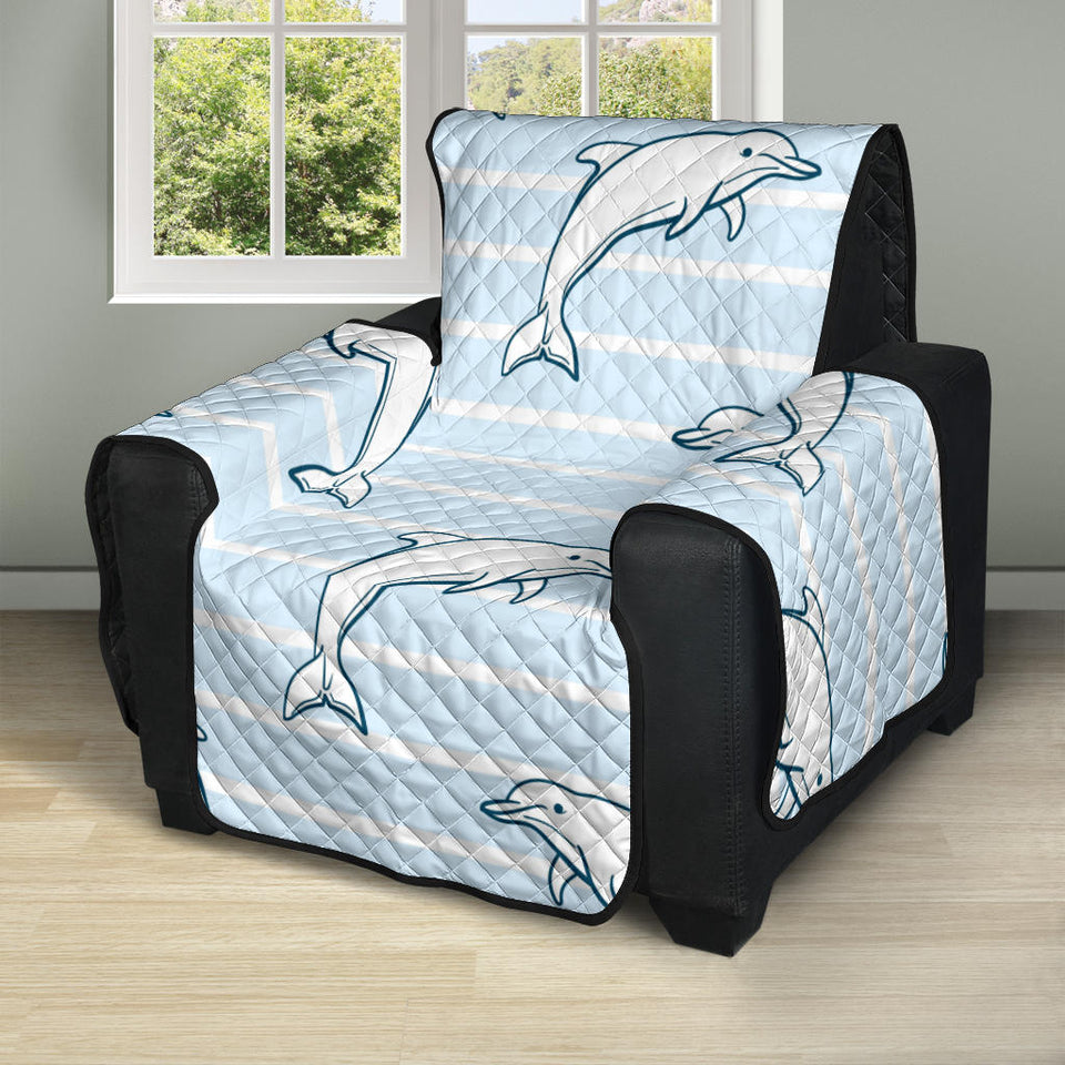 Dolphin blue striped background Recliner Cover Protector