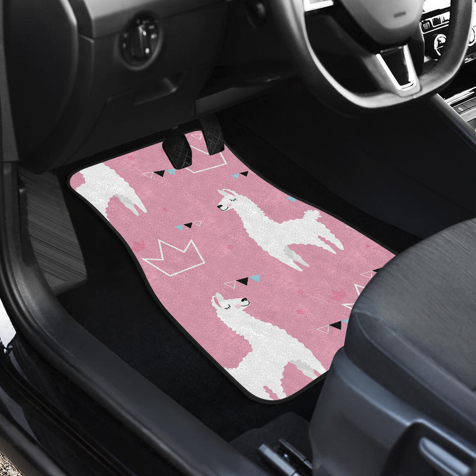 Llama Alpaca Pink Background Front And Back Car Mats