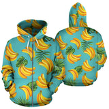 Banana Palm Leaves Pattern Background Zip Up Hoodie