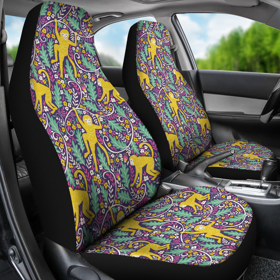 Cute Yellow Monkey Leaves Pattern Universal Fit Car Seat Covers