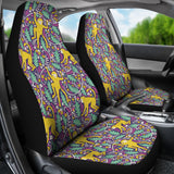 Cute Yellow Monkey Leaves Pattern Universal Fit Car Seat Covers