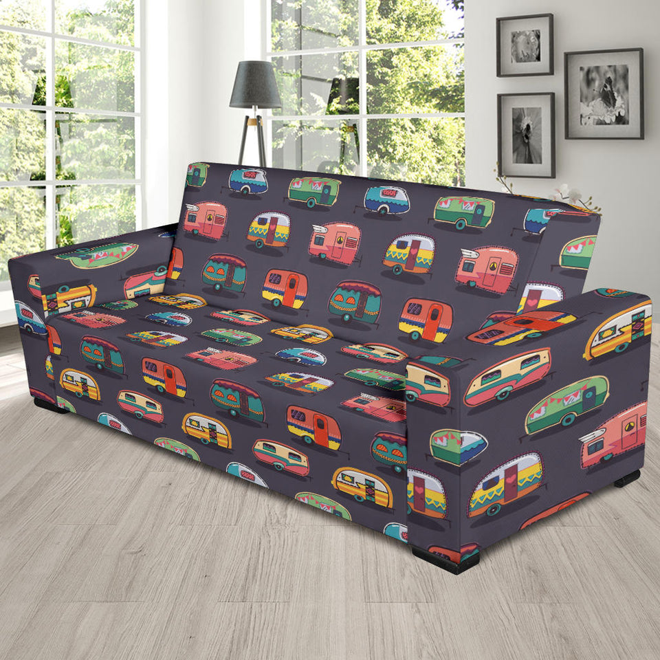 Camper Van Pattern Print Design 02 Sofa Slipcover
